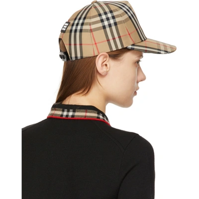 Shop Burberry Beige Vintage Check Logo Appliqué Baseball Cap In Archive Bei