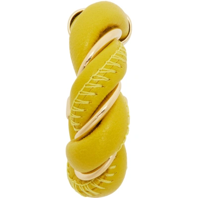 Shop Bottega Veneta Yellow & Gold Leather Twist Hoop Earrings In 2670 Mirabelle