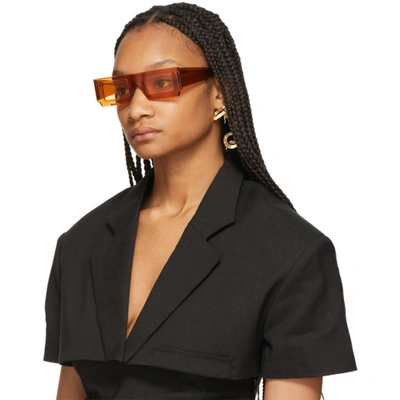 Shop Jacquemus Orange 'les Lunettes Soleil' Sunglasses