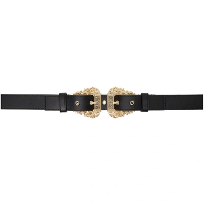 Shop Versace Jeans Couture Black Couture1 Double Buckle Belt In E899 Nero