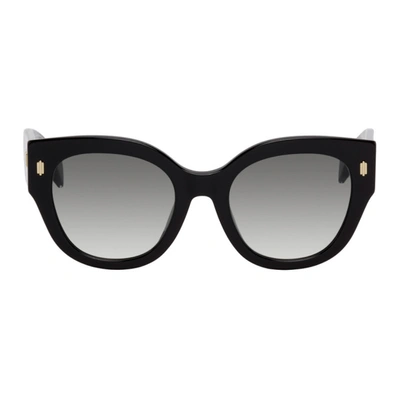 Shop Fendi Black Roma Round Sunglasses In 0807 Black