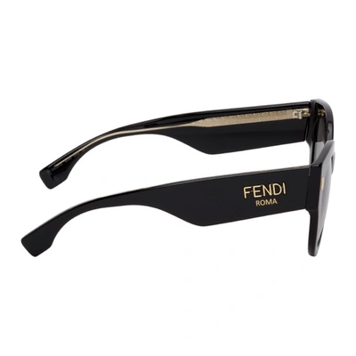 Shop Fendi Black Roma Round Sunglasses In 0807 Black