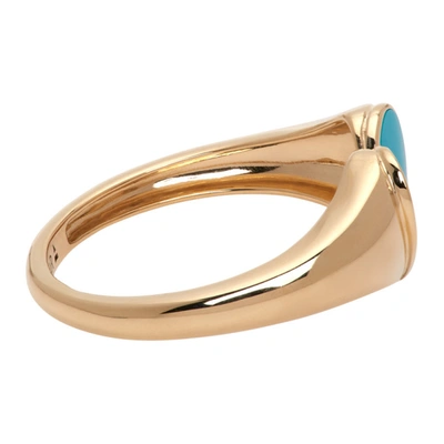 Shop Adina Reyter Gold & Blue Ceramic Pavé Folded Heart Ring In Gold/turquoise