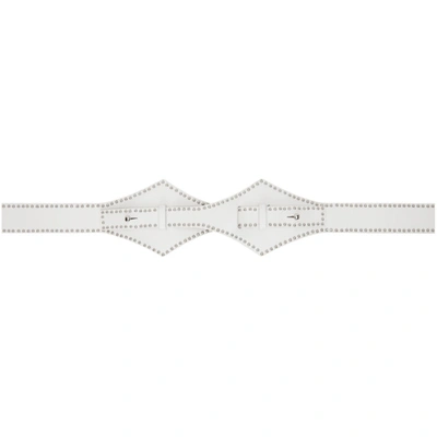 Shop Alaïa White Small Stud Cross Belt In 010 Blanc Optique