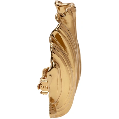 Shop Saint Laurent Gold Oversized Seashell Earrings In 8084 Amber Gold