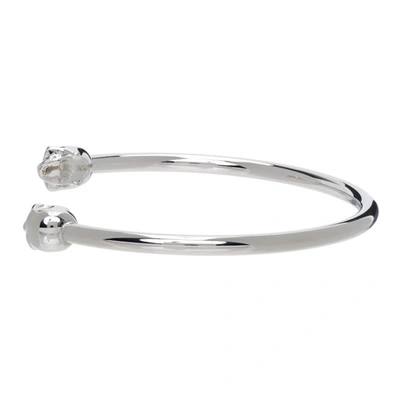 Shop Alexander Mcqueen Silver Thin Twin Skull Bracelet In 0926 New Pa