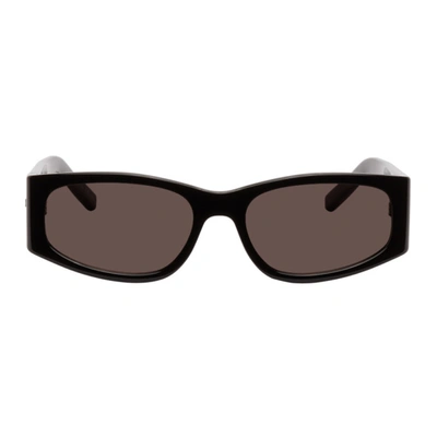Shop Saint Laurent Black Sl 329 Rectangular Sunglasses In 001 Black