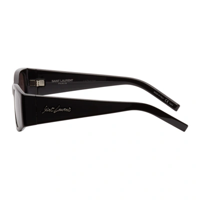 Shop Saint Laurent Black Sl 329 Rectangular Sunglasses In 001 Black