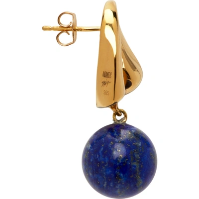Shop Agmes Gold Simone Bodmer Turner Edition Sandra Earrings In Gold/lapis
