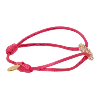 Shop Valentino Pink Crystal Vlogo Bracelet In O27 Dawn Pink