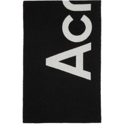 Shop Acne Studios Black Jacquard Logo Scarf In J83 Black/white