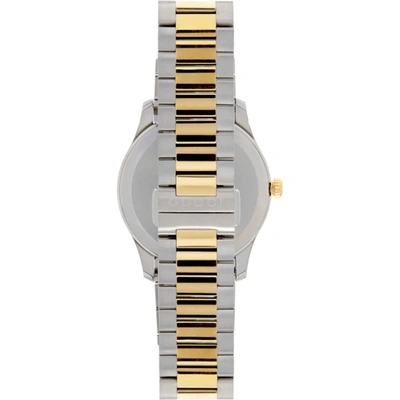 Shop Gucci Silver & Gold 38 Mm G-timeless Cat Watch In Gold/silver