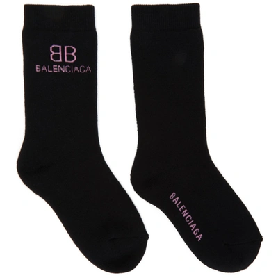 Shop Balenciaga Black & Pink Bb Socks In 1072 Blk/pk