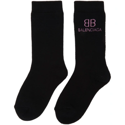 Shop Balenciaga Black & Pink Bb Socks In 1072 Blk/pk