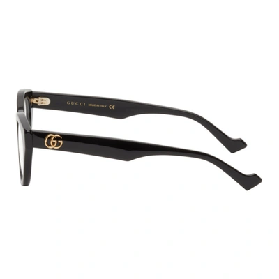 Shop Gucci Black Oval Gg Glasses In 001 Black