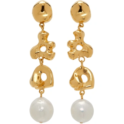 Shop Agmes Gold Simone Bodmer Turner Edition Pearl Long Diane Earrings