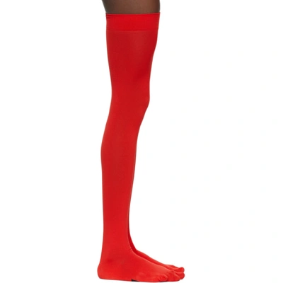 Shop Givenchy Red Three-toe High Socks In 629 Pop Red