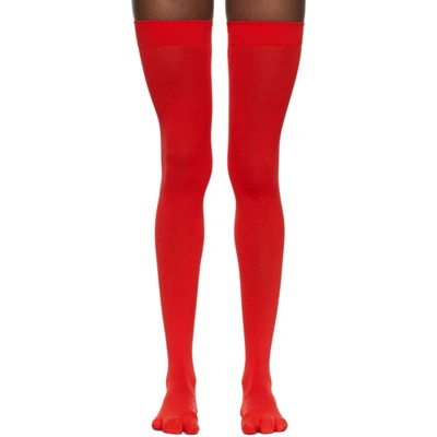 Shop Givenchy Red Three-toe High Socks In 629 Pop Red