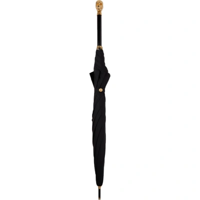 Shop Alexander Mcqueen Black & Gold Skull Classic Umbrella In 1000 Black