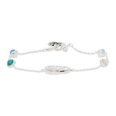 Shop Gucci Silver Gg Flower Bracelet In Silver/topaz