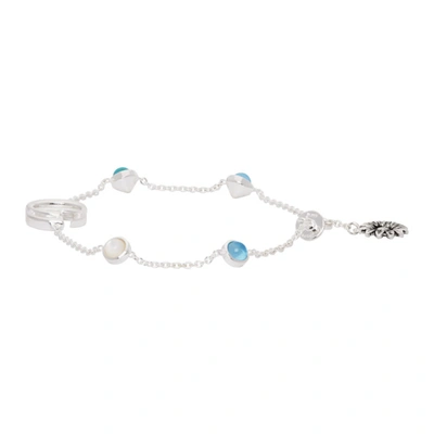 Shop Gucci Silver Gg Flower Bracelet In Silver/topaz