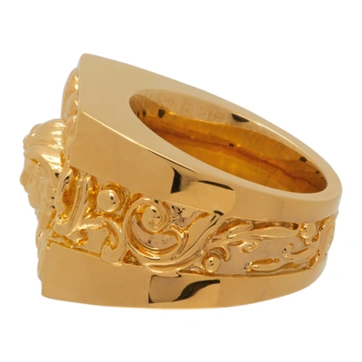 Shop Versace Gold Chunky Medusa Head Ring In D00h