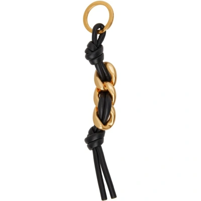 Shop Bottega Veneta Black Curb Chain Keychain In 8425 Black Gold