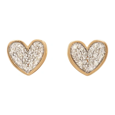 Shop Adina Reyter Gold Tiny Pave Folded Heart Earrings