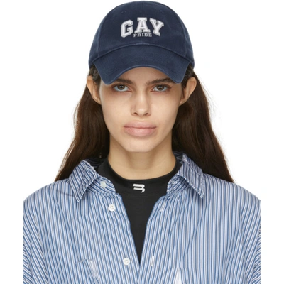 Shop Balenciaga Navy 'gay Pride 2021' Cap In 4000 Navy