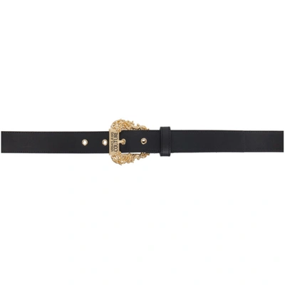 Shop Versace Jeans Couture Black Leather Couture I Belt In E899 Nero
