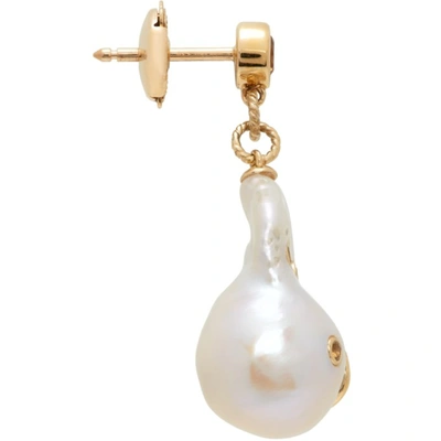 Shop Yvonne Léon White & Gold Bo Pearls Seashell Histoire Earrings In Gold/ Pearl