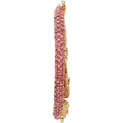 Shop Versace Gold Crystal Virtus Hoop Earrings In 4j110 Gold Rose