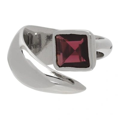 Shop Alan Crocetti Silver & Purple Garnet Alien Ring In Rhodium
