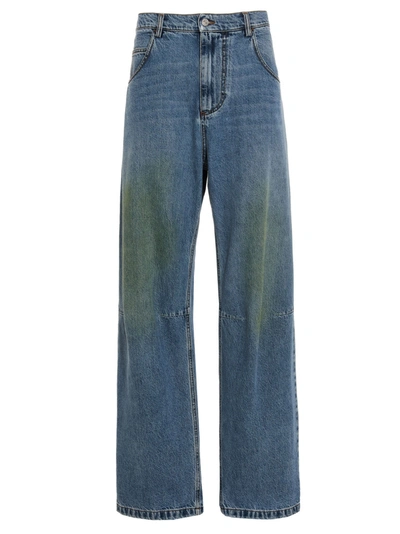Shop Msgm Distressed Wide Leg Jeans In Blue