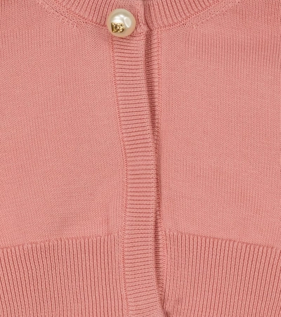 Shop Dolce & Gabbana Baby Cotton Knit Cardigan In Pink