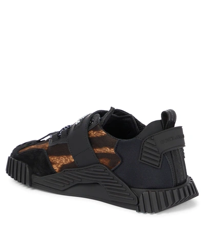 Shop Dolce & Gabbana Ns1 Leopard-panel Leather Sneakers In Brown