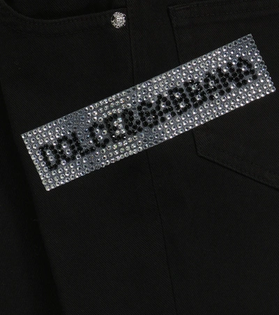 Shop Dolce & Gabbana Embellished Logo Jeans In Black