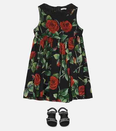Shop Dolce & Gabbana Floral Dress In Black