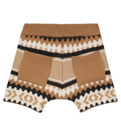 Shop Burberry Baby Wool-blend Shorts In Beige