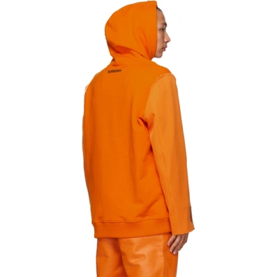 Shop Burberry Orange Reconstructed Hoodie In Deep Orange