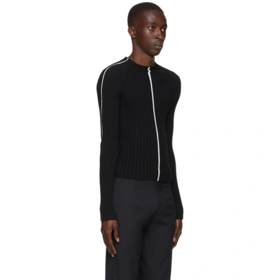 Shop Dion Lee Black Raglan Rib Sweater In Black/ Ivor