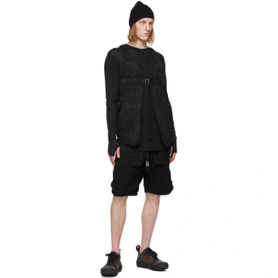 Shop Boris Bidjan Saberi Black Vinyl-coated Shorts