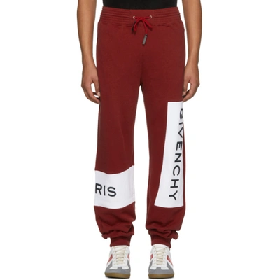 Shop Givenchy Red & White Logo Jogger Sweatpants