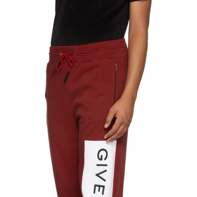 Shop Givenchy Red & White Logo Jogger Sweatpants