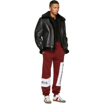 Shop Givenchy Red & White Logo Jogger Sweatpants