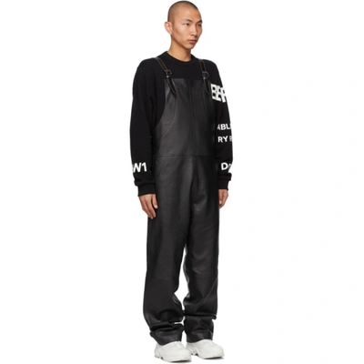 Shop Burberry Black Leather Shark Fin Overalls