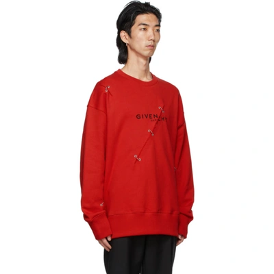 Shop Givenchy Red Oversized Metal Details Sweatshirt In 600-red