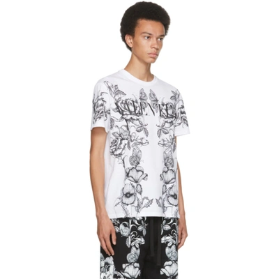 Shop Valentino White Dark Blooming Logo T-shirt In U22 Bianco/dark Bloo