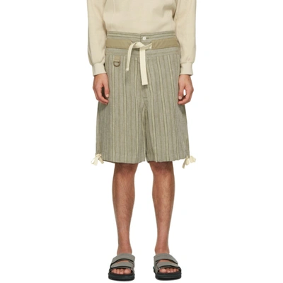 Shop Nicholas Daley Khaki Pullcord Shorts In Khaki Strip