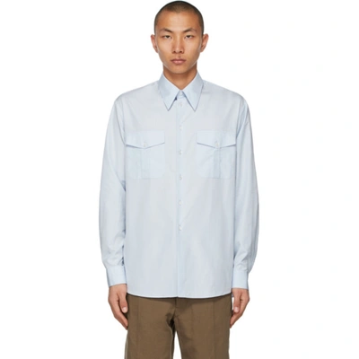 Shop Lemaire Blue Military Shirt In 707 Ice Blue